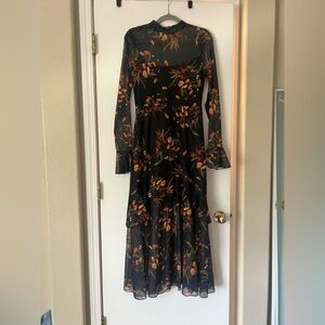 Black Floral Long Sleeve Dress